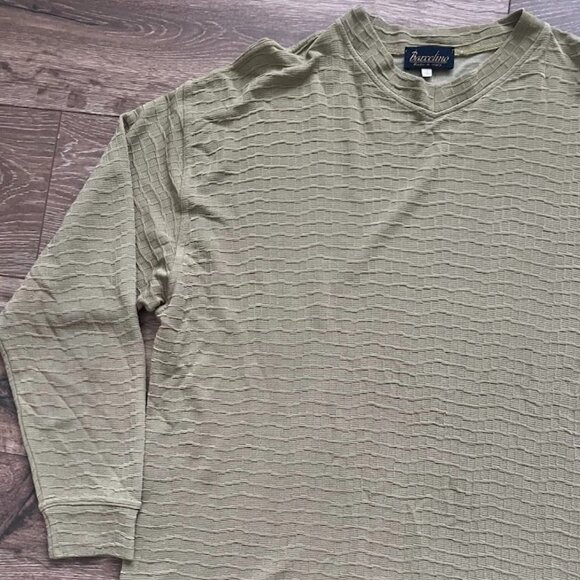 Vintage Barcelino Italy Textured Long Sleeve V-Neck Shirt Size Large - Picture 2 of 11